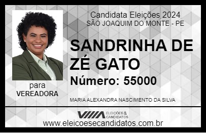 Candidato SANDRINHA DE ZÉ GATO 2024 - SÃO JOAQUIM DO MONTE - Eleições