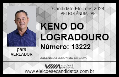 Candidato KENO DO LOGRADOURO 2024 - PETROLÂNDIA - Eleições