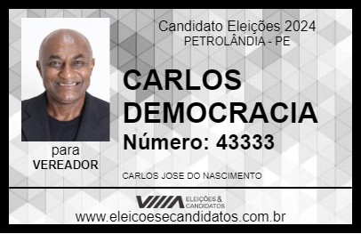 Candidato CARLOS DEMOCRACIA 2024 - PETROLÂNDIA - Eleições