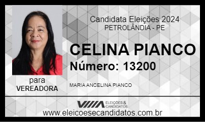 Candidato CELINA PIANCO 2024 - PETROLÂNDIA - Eleições