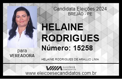 Candidato HELAINE RODRIGUES 2024 - BREJÃO - Eleições