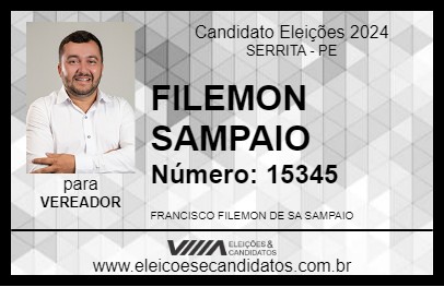 Candidato FILEMON SAMPAIO 2024 - SERRITA - Eleições