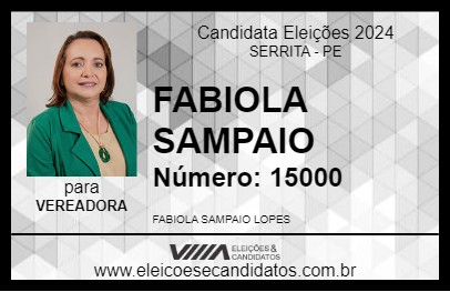 Candidato FABIOLA SAMPAIO 2024 - SERRITA - Eleições