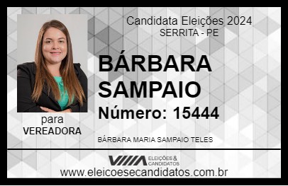 Candidato BÁRBARA SAMPAIO 2024 - SERRITA - Eleições