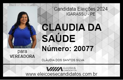 Candidato CLAUDIA DA SAÚDE 2024 - IGARASSU - Eleições