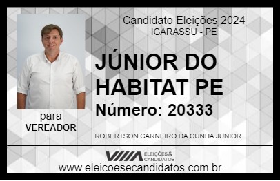 Candidato JÚNIOR DO HABITAT PE 2024 - IGARASSU - Eleições