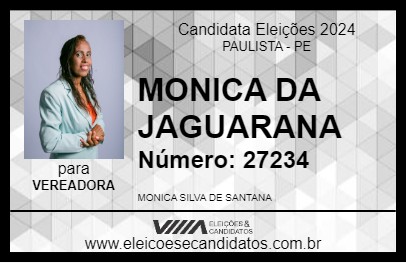 Candidato MÔNICA DA JAGUARANA 2024 - PAULISTA - Eleições