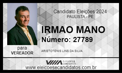 Candidato IRMAO MANO 2024 - PAULISTA - Eleições