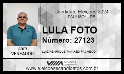 Candidato LULA FOTO 2024 - PAULISTA - Eleições