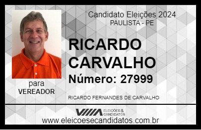 Candidato RICARDO CARVALHO 2024 - PAULISTA - Eleições