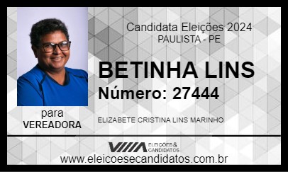 Candidato BETINHA LINS 2024 - PAULISTA - Eleições