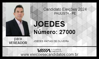 Candidato JOEDES 2024 - PAULISTA - Eleições