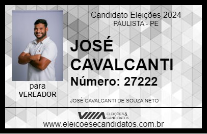 Candidato JOSÉ CAVALCANTI 2024 - PAULISTA - Eleições