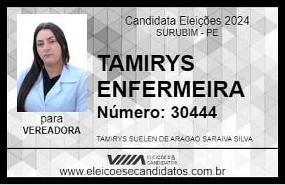 Candidato TAMIRYS ENFERMEIRA 2024 - SURUBIM - Eleições