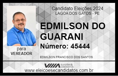 Candidato EDMILSON DO GUARANI 2024 - LAGOA DOS GATOS - Eleições