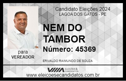 Candidato NEM DO TAMBOR 2024 - LAGOA DOS GATOS - Eleições