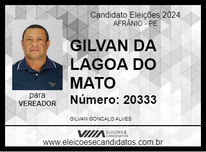 Candidato GILVAN DA LAGOA DO MATO 2024 - AFRÂNIO - Eleições