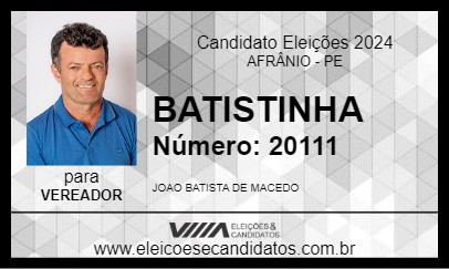 Candidato BATISTINHA 2024 - AFRÂNIO - Eleições