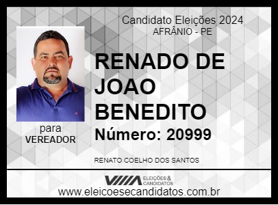 Candidato RENATO DE JOÃO BENEDITO 2024 - AFRÂNIO - Eleições