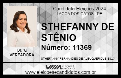 Candidato STHEFANNY DE STÊNIO 2024 - LAGOA DOS GATOS - Eleições