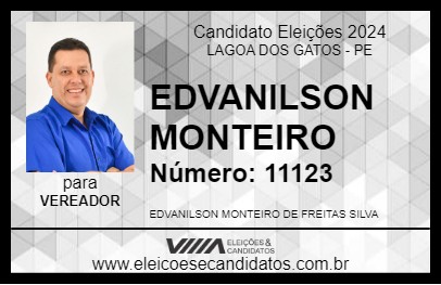 Candidato EDVANILSON MONTEIRO 2024 - LAGOA DOS GATOS - Eleições