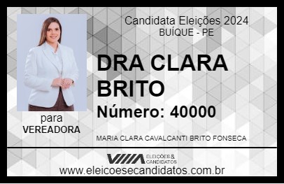 Candidato DRA CLARA BRITO 2024 - BUÍQUE - Eleições