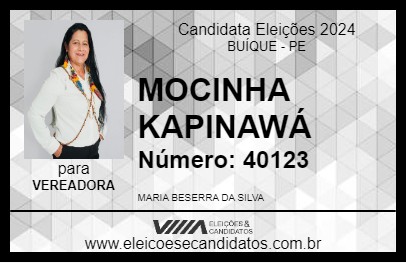 Candidato MOCINHA KAPINAWÁ 2024 - BUÍQUE - Eleições