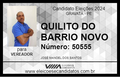 Candidato QUILITO DO BARRIO NOVO 2024 - GRAVATÁ - Eleições