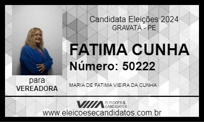 Candidato FATIMA CUNHA 2024 - GRAVATÁ - Eleições