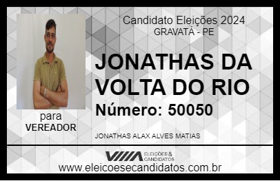 Candidato JONATHAS DA VOLTA DO RIO 2024 - GRAVATÁ - Eleições