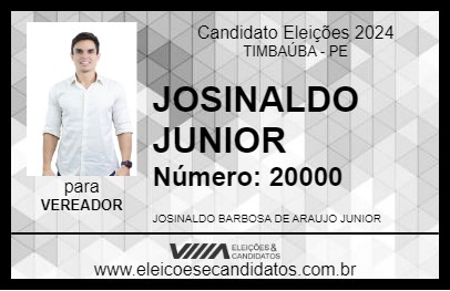 Candidato JOSINALDO JUNIOR 2024 - TIMBAÚBA - Eleições