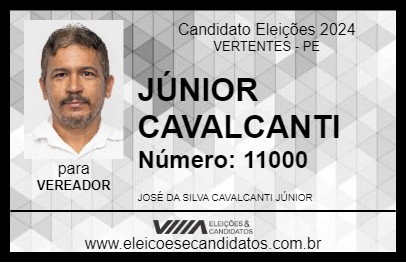 Candidato JÚNIOR CAVALCANTI 2024 - VERTENTES - Eleições