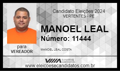 Candidato MANOEL LEAL 2024 - VERTENTES - Eleições