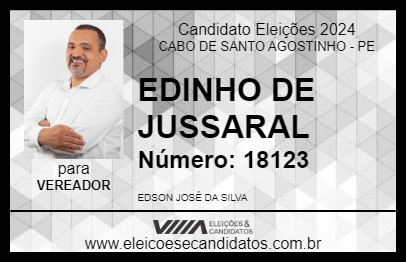 Candidato EDINHO DE JUSSARAL 2024 - CABO DE SANTO AGOSTINHO - Eleições