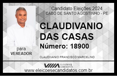 Candidato CLAUDIVANIO DAS CASAS 2024 - CABO DE SANTO AGOSTINHO - Eleições