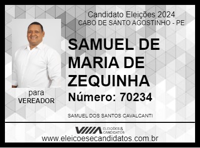 Candidato SAMUEL DE MARIA DE ZEQUINHA 2024 - CABO DE SANTO AGOSTINHO - Eleições