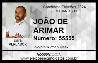 Candidato JOÃO DE ARIMAR 2024 - VERDEJANTE - Eleições