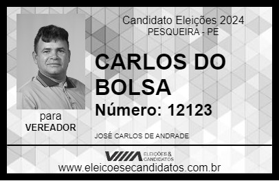 Candidato CARLOS DO BOLSA 2024 - PESQUEIRA - Eleições