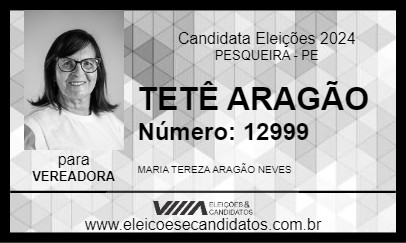 Candidato TETÊ ARAGÃO 2024 - PESQUEIRA - Eleições