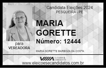 Candidato MARIA GORETTE 2024 - PESQUEIRA - Eleições