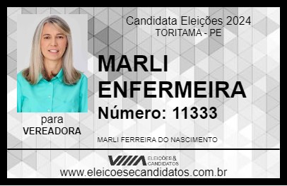 Candidato MARLI ENFERMEIRA 2024 - TORITAMA - Eleições