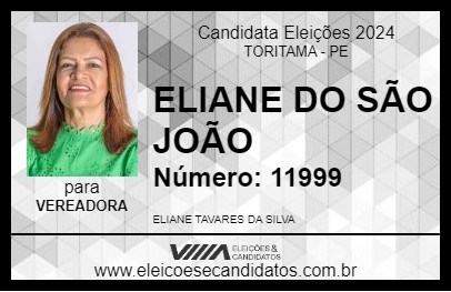 Candidato ELIANE DO SÃO JOÃO 2024 - TORITAMA - Eleições