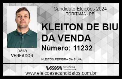 Candidato KLEITON DE BIU DA VENDA 2024 - TORITAMA - Eleições