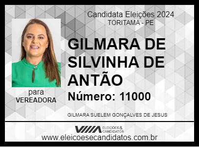 Candidato GILMARA DE SILVINHA DE ANTÃO 2024 - TORITAMA - Eleições