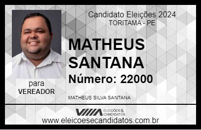 Candidato MATHEUS SANTANA 2024 - TORITAMA - Eleições