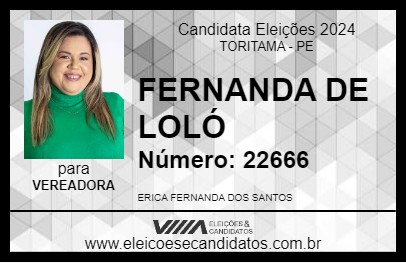 Candidato FERNANDA DE LOLÓ 2024 - TORITAMA - Eleições