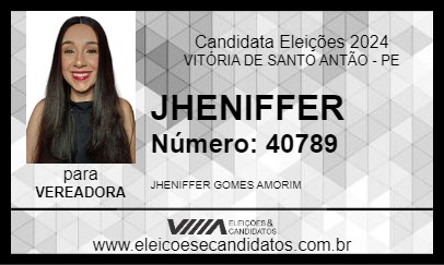 Candidato JHENIFFER 2024 - VITÓRIA DE SANTO ANTÃO - Eleições