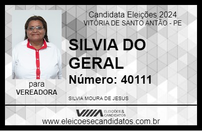 Candidato SILVIA DO GERAL 2024 - VITÓRIA DE SANTO ANTÃO - Eleições