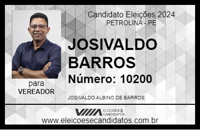 Candidato JOSIVALDO BARROS 2024 - PETROLINA - Eleições