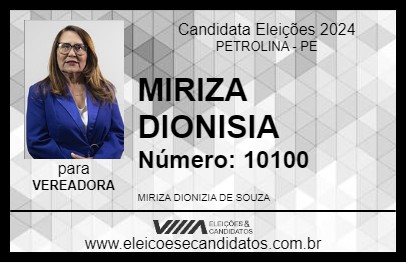 Candidato MIRIZA DIONISIA 2024 - PETROLINA - Eleições